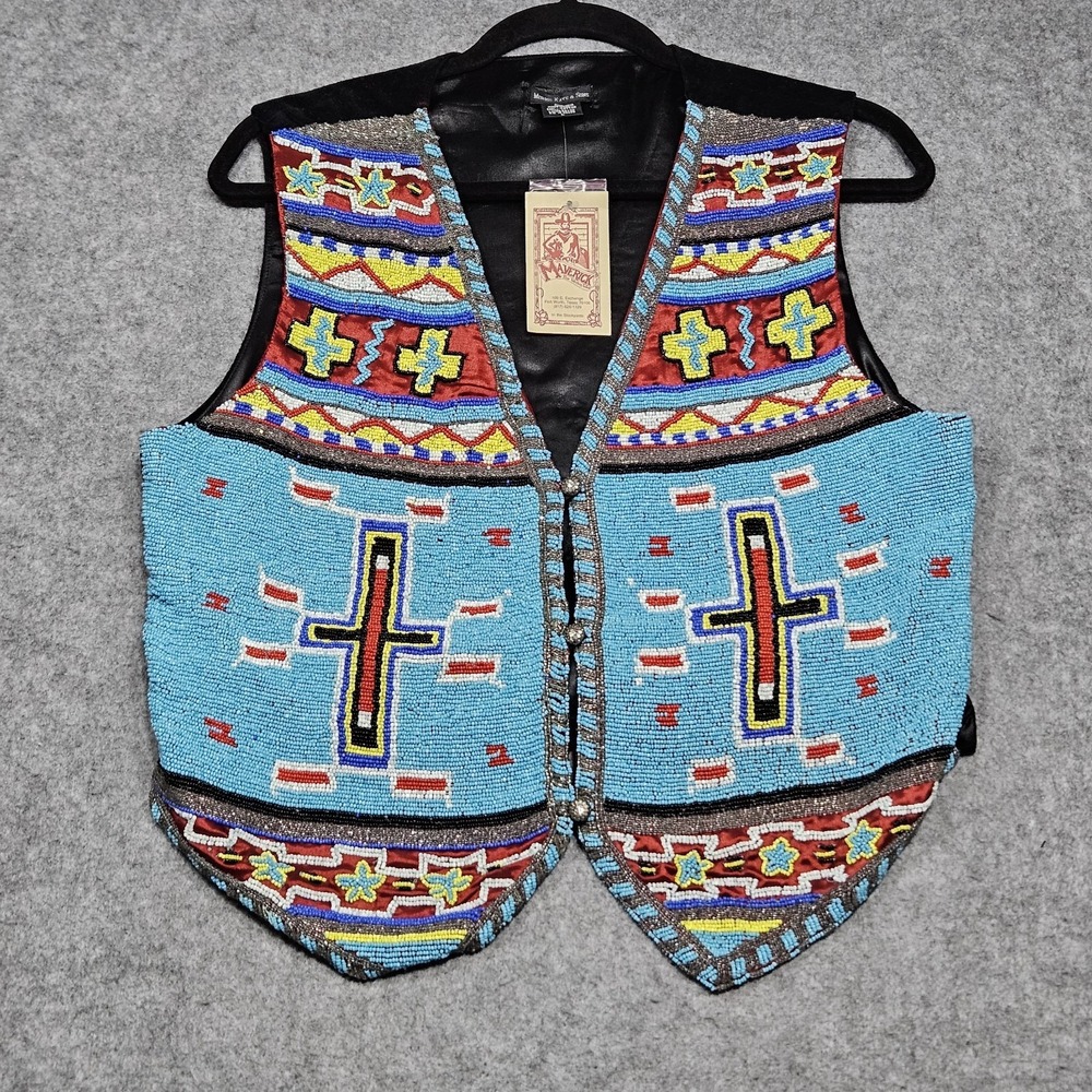 NWT Morris Kaye & Sons SW Beaded Vest Large Similar To Double D‎ Ranchwear